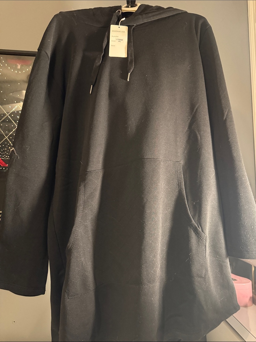 Z Avenue USA Black Hoodie with Drawstring and pocket-2XL